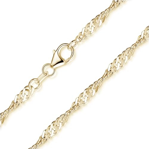 Materia Damen Kette Silber 925 gold gedreht 60cm lang K14-60cm