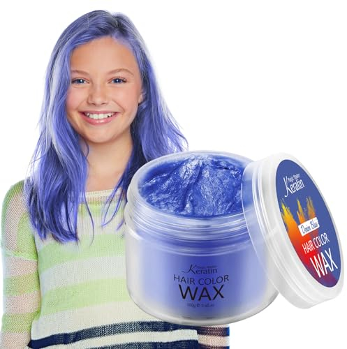 Tinte para el cabello Magic Master Keratin Temporary Frisur Crema Instant Color Tono para Hombres y Mujeres Fiestas, Festival, Cosplay(Denim Azul) (Denim Azul, 100g)