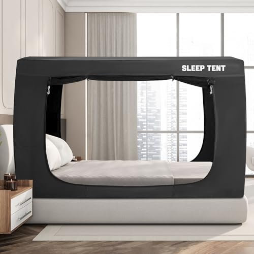 BORNA Bettzelt, Betthimmel, Doppelgröße für Erwachsene und Kinder, tragbare Schlafzelte, Traumzelte, für Kinder und Erwachsene, atmungsaktiver Sichtschutz auf dem Bett mit DREI Türen (Matratze Nicht