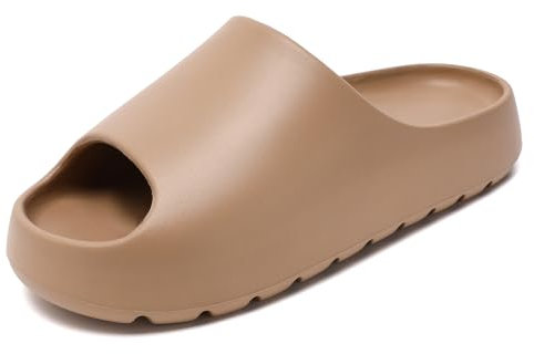 Uonesone Ciabatte donna uomo estive da Spiaggia Pantofole, Ultra Morbido Doccia Bagno Antiscivolo Asciugatura Rapida Punta Aperta Super Morbida Comoda Suola Spessa Sandali Scarpe(Marrone,44/45 EU)