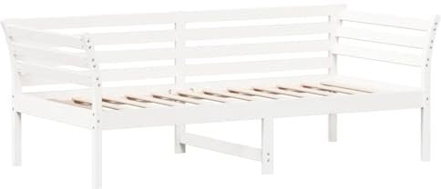 vidaXL Tagesbett, Bett für Schlafzimmer Wohnzimmer, Bettgestell mit Sperrholzlatten, Gästebett Schlafsofa, Weiß 90x190cm Massivholz Kiefer