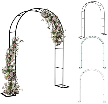 Arceau De Jardin, Pergola fer Arcade for Plantes Grimpantes, Metal Arche Jardin avec Socle, Gloriette De Jardin Fer Forge, Antirouille, Pergola Arceau À Rosiers for Plantes Grimpantes/Black(Color:Fran