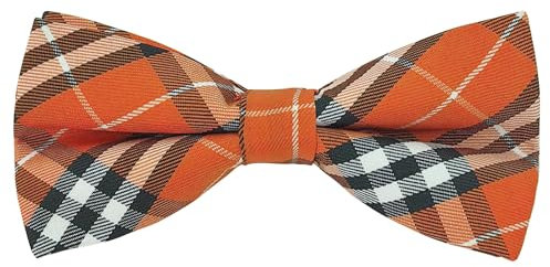 AUSUAYA Nœud papillon à carreaux pour hommes, réglable, pour fête d'anniversaire ou défilé de mode et ommencement MB-T2, Orange avec plaid noir et blanc, taille unique
