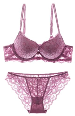 YUYUCH Women Lace Push Up Plunge Bras and Panty Set Soft Underwire Lift Support Bra Heavy Padded Bras Add 2 Cups T-Shirt Bras