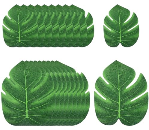 Molain Lot de 20 grandes feuilles de palmier artificielles tropicales décoratives Monstera pour hawaïen, décoration de fête de la jungle et accessoires d'intérieur, décoration de mariage