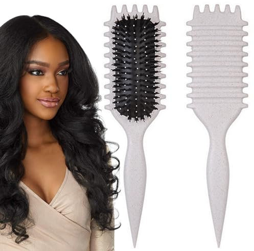 Lockenbürste, 2024Curl Defining Brush, Curl Defining Brush, zum Kämmen und Formen von Männern und Frauen (Khaki)
