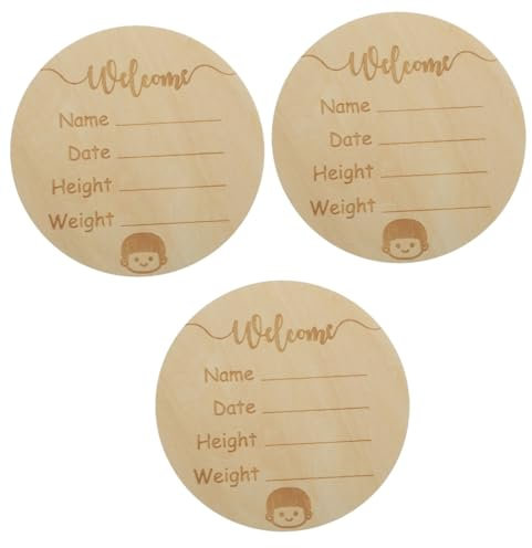 VICASKY 3stücke Runder Holz Geburtsanzeige Schild Für Neugeborene Personalisierbares Willkommen Zeichen Fotorequisiten Und Raumdekoration Für Jungen