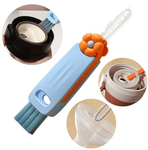 New 3 In 1 Multifunctional Cleaning Brush, Cup Lid Cleaning Brush, Tiny Bottle Cup Lid Detail Brush, Bottle Cap Crevice Cleaner, Portable Bottle Cleaning Brush For Baby Bottle Gap Tight Spaces Cup (B)