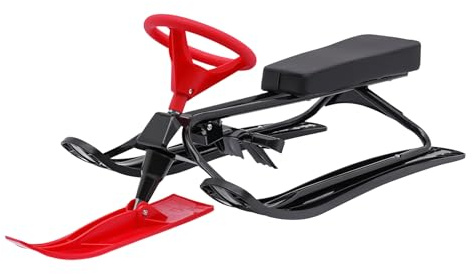 Snow Racer Schlitten Ski Schlitten Rutschbrett Schneeschlitten für Kinder Ski Slider mit Lenkrad Doppelbremsen Stahlrahmen für Teenager Kinder ab 3 Jahren Erwachsene bis 100 kg
