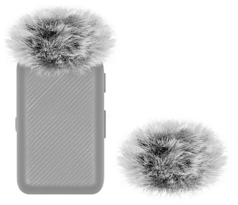 Geekria for Creators Furry Windscreen Compatible with DJI Mic, Mic DeadCat Wind Cover Muff, Fluff Cover Windshield, Wind Noise Reduction (Grey / 2 Pack)