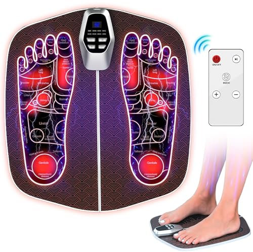 Masseur électrique Pied, EMS Massage des Pieds, Appareil de Massage Pied Pliable et Portable, 8 Modes et 32 Intensités, pour la circulation sanguine Soulagement des douleurs musculaires