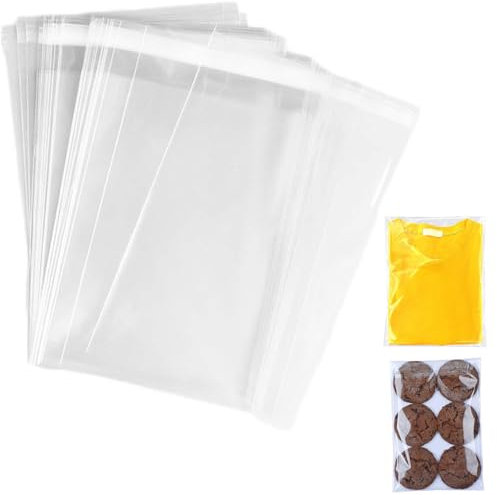 A4 Clear Self-adhesive Bags 100 Pack, 22x35CM A4 Cellophane Bags, Cello Bag OPP for Cookies, Clear Envelopes, Sealable Packaging Bag for Clothes, Cards, Pictures, Sweets