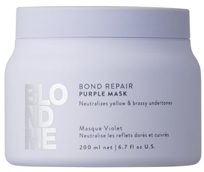 Schwarzkopf Professional BLONDME Bond Repair Purple Mask Cool Mask Neutraliza los Amarillos para Cabello Colorado Iluminado Rubio Profundo Nutritivo Y Fortalecedor 200 ml