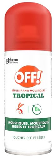 OFF Tropical Spray Sec - Répulsif Anti-Moustiques, Moustiques Tigres et Moustiques Tropicaux - Jusqu'à 8H de Protection - 1 Spray, 100ml