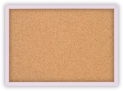 CLAMARO Pinnwand Kork 60 x 40 cm, MDF-Rahmen Flieder Pastell, HDF-Rückwand | Memoboard für Notizen und Fotos, selbstheilende Korkoberfläche, Metall-Zackenaufhänger, 10 Reißzwecken dabei