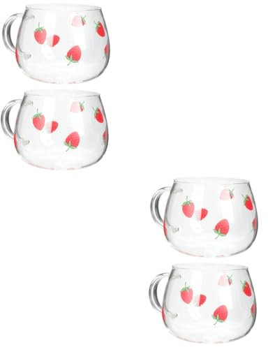 GLEAVI 2 Ensembles Tasse De Fraise En Verre Tasse Avec Décor Faire La Fête Verres À Eau Motif Fraise Gobelet À La Gobelets Kawaii Un Verre 2 Pièces * 2