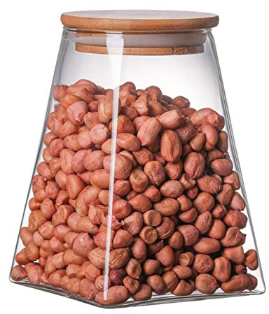 ETZRYSYB Coffee jar Coffee Bean Tea Sugar Candy Fruit Jar Glass Container Storage Kitchen Container Wood Lid Cover Bottle