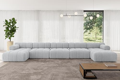 ALTDECOR Modulares Sofa Ecksofa in U-Form Corner modular Sofa Eckcouch Couch Wohnlandschaft Cauchsofa Polstersofa Tesso-U3-475x160x70 cm Grau