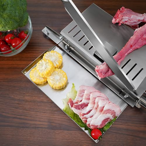 BEOSIOR Manual Frozen Meat Slicer, Stainless Steel Meat Cutter, Food Slicer Slicing Machine for Home Cooking for Fish, Chicken, Beef, Mutton,Frozen Meat & Vegetables