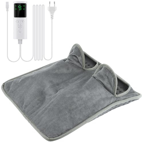 Electric Foot Warmer,Ultra-Soft Feet Warmers for Women with 9 Heat Settings & 4 Timers,40x40cm Machine Washable Heated Foot Pad,Fast Heating Foots Warmer Mat for Feet,Back,Lumbar and Full Body(Gray)