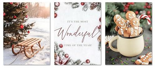 ARTFAVES® Poster Set - Christmas Trio 2-3-teilige Bildercollage Wohnzimmer, Schlafzimmer - moderne Wandbilder Weihnachten, Winter - 30x40 cm - ohne Rahmen