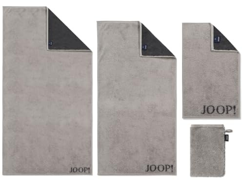 Joop! Handtücher Classic Doubleface 1720 77 Platin Einfarbig Unifarben Frottee Logo Weich Zeitlos Schlicht invertiert, Größe:Handtuch 50x100 cm