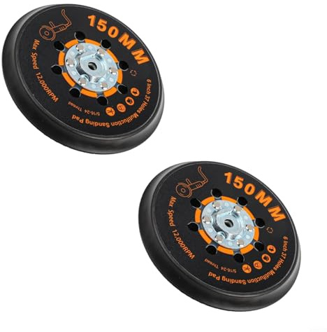 Cloudpower Lot de 2 patins de ponçage de 15,2 cm pour ponceuse orbitale, disque de polissage à filetage 5/16-24 avec disque de support à 37 trous pour outils MAXXT (2)