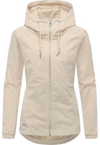 Ragwear Damen leichte Übergangsjacke kurze Jacke in feiner Kord-Optik mit Taillenzugkordel und verstellbarer Kapuze Dankka Cordy YOUMODO XS-3XL