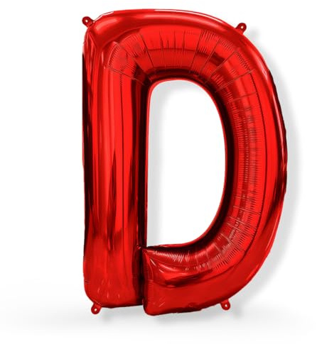 FUNXGO XXL Folienballon Buchstabe D Rot ca. 100cm - Riesen Alphabet Ballon - Helium oder Luftfüllung - Ideal für Geburtstag, Hochzeit, Jubiläum, Party Deko & JGA - Ballon D Rot