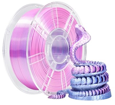 chenyenova Premium Silk PLA Filament 1.75mm, 1kg Spule, Kandifarben, Seidige Textur, +/-0.02mm Präzision, Biologisch Abbaubar, für 3D-Drucker (blau-pink)