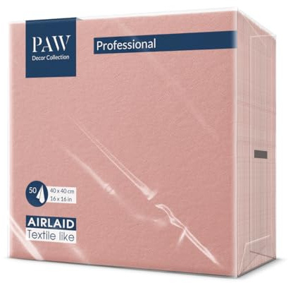 PAW Stoffähnliche Servietten 40 x 40 cm, 50 Stück - Leinen Rosa | Das Airlaid-Material ist reißfest und saugstark, für Hochzeit, Kommunion, Taufe und Geburtstag, auch im HoReCa-Einsatz