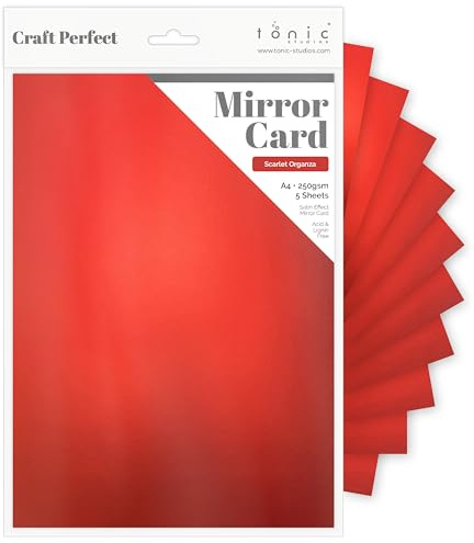 Craft Perfect Satin Mirror Card A4, Scarlet Organza