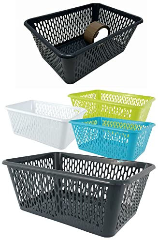 Aufbewahrungskorb Körbchen Korb Kunststoff farbig 5 Stück Set Größenauswahl, Größe:36 x 25 x 14.5 cm