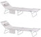 SoBuy 2-er Set Sonnenliege klappbar Gartenliege Liegestuhl klappbar mit Kopfkissen & Seitentasche Strandliege Balkon Relaxliege 155x56x81cm für Gartenmöbel Terrasse Camping Beige OGS35-MIx2
