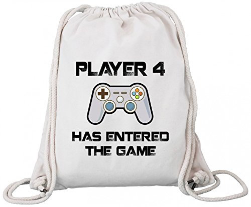 ShirtStreet Geek Nerd Premium Bio Baumwoll Turnbeutel Rucksack Stanley Stella Player 4 has entered the Game, Größe: onesize,Natural