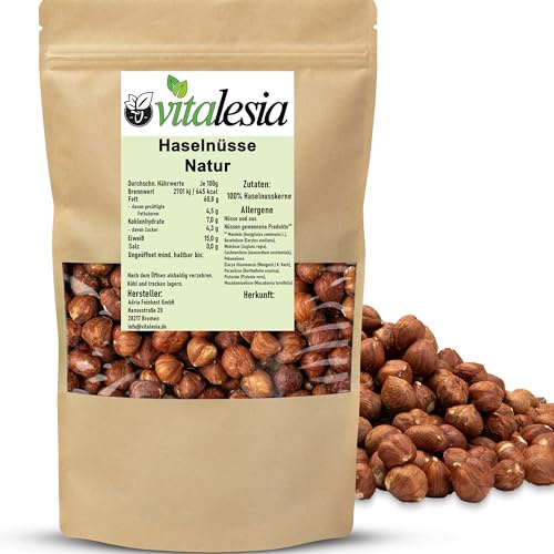 Vitalesia Haselnüsse mit Haut 1kg ohne Schale naturbelassen ganz