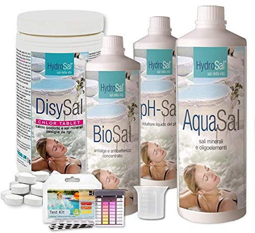 HydroSal Kit Chlor - Set di prodotti per il Trattamento dell'Acqua, a Base di Calcio Ipoclorito con Acqua Termale, Ideale per Piscina e Spa Idromassaggio Rigida o Gonfiabile di Tutte le Marche