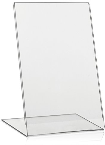 5 Stück VITAdisplays DIN A5 Tischaufsteller, Werbeaufsteller, L-Ständer, L-Aufsteller im Hochformat, Tischaufsteller aus original PLEXIGLAS