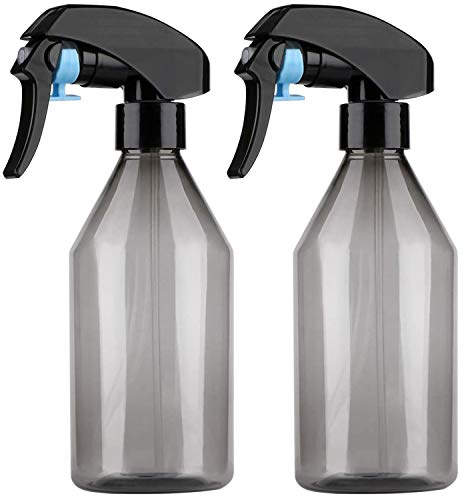 Alledomain 2Pcs, 300Ml (10OZ) Empty Plastic Spray Bottles | BPA Free Mist Trigger Sprayer, Refillable Water Plant Atomizer Container - for Cleaning Solutions, Gardening, Hair (Black)