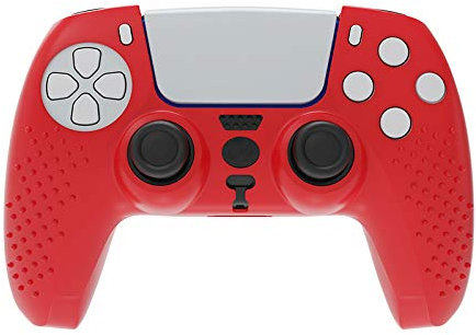 OSTENT Spot Pattern Soft Silicone Skin Case Cover for Sony PS5 DualSense Wireless Controller Color Red