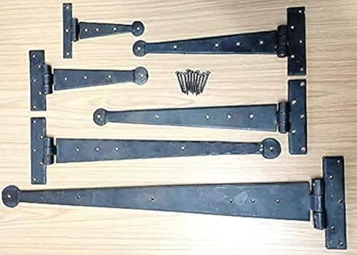 Hand Forged Tee Hinge Strap T Hinge Beeswax Black Wrought Iron Penny End Finish Sold in Pairs New (15)