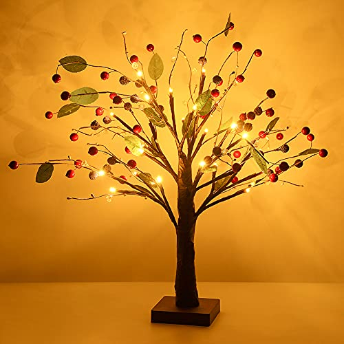 Midore 50cm LED Baum Lichter Bonsai Baum Licht Warmweiß Batteriebetrieben Verstellbare Äste Weihnachten Das Erntedankfest Dekobaum Zuhause Party Geburtstag Hochzeit Zimmer Innen Dekor