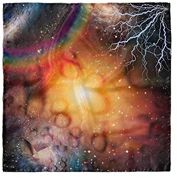 ABAKUHAUS Astrologie Kopftuch, Universum und Elektrizität, Haarwickel, 53 cm x 53 cm, Mehrfarbig