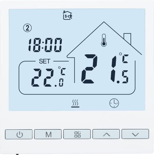Beok Termostato Programable para Calefacción de Calderas, Termostato de Habitación Inteligente con LCD Digital, Controlador de Temperatura 3A TOL47-WPB