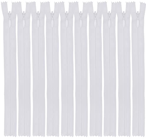DOITEM Nylon Unsichtbar Reißverschlüsse, 20cm lang, 2.3cm breit für Kleidung Tasche Mäppchen Kissenbezug, Weiß 10 Stück