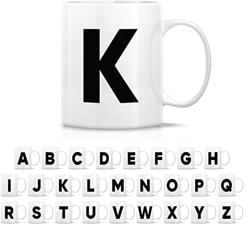 Retreez Initial A-Z Alphabet Monogrammed Monogram Mug 11 Oz Ceramic Tea Coffee Mugs - Graduation Appreciation Thank You Holiday Birthday Gifts for her friend coworker mother father sister - K Initial