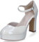 Tamaris Damen Pumps mit Riemen Vegan Blockabsatz; IVORY PATENT/beige; 37 EU