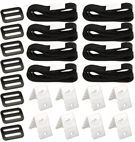 Gusengo Swimming Pool Reel Straps, 24-Piece Solar Cover Reel Solar Blanket Straps, Universal Reel Straps Kit with 8 Straps, 8 Buckles, and 8 Fastener Plates for In-Ground Swimming Pool