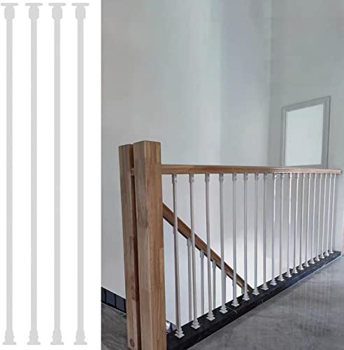 Garde-Corps Escalier Rampe D'escalier Blanc Fer Forgé Colonnettes Broches D’escalier Pour Lofts Ponts Carré Droit Intérieur Poste Balustrade Poteau De Garde-corps, Balcon ( Color : 4 Pack , Size : 95c