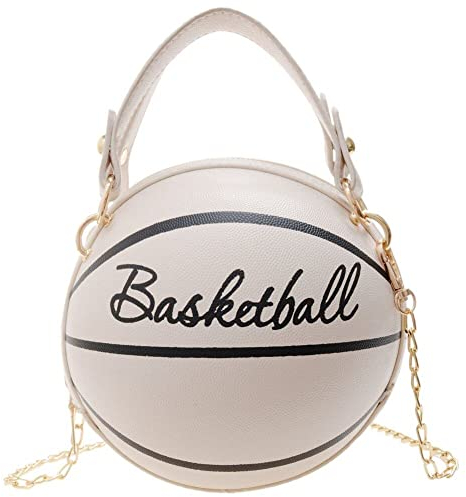 Vepoty Umhängetasche, runde Basketball-förmige Handtasche, PU-Umhängetasche, modische Umhängetasche für Damen und Mädchen